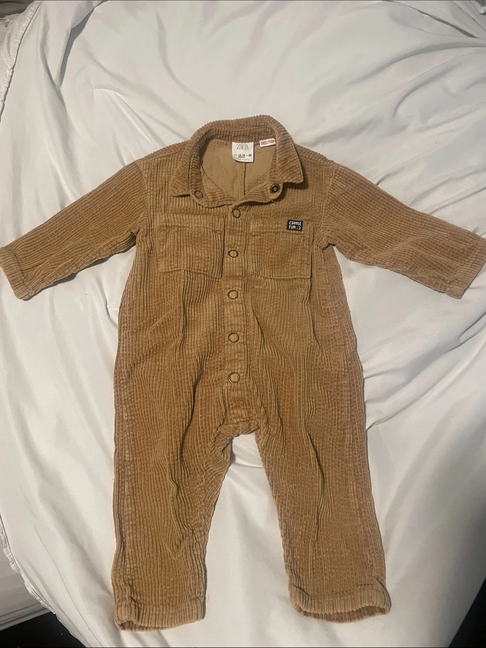 ZARA Kids Brown Corduroy One-Piece Romper
